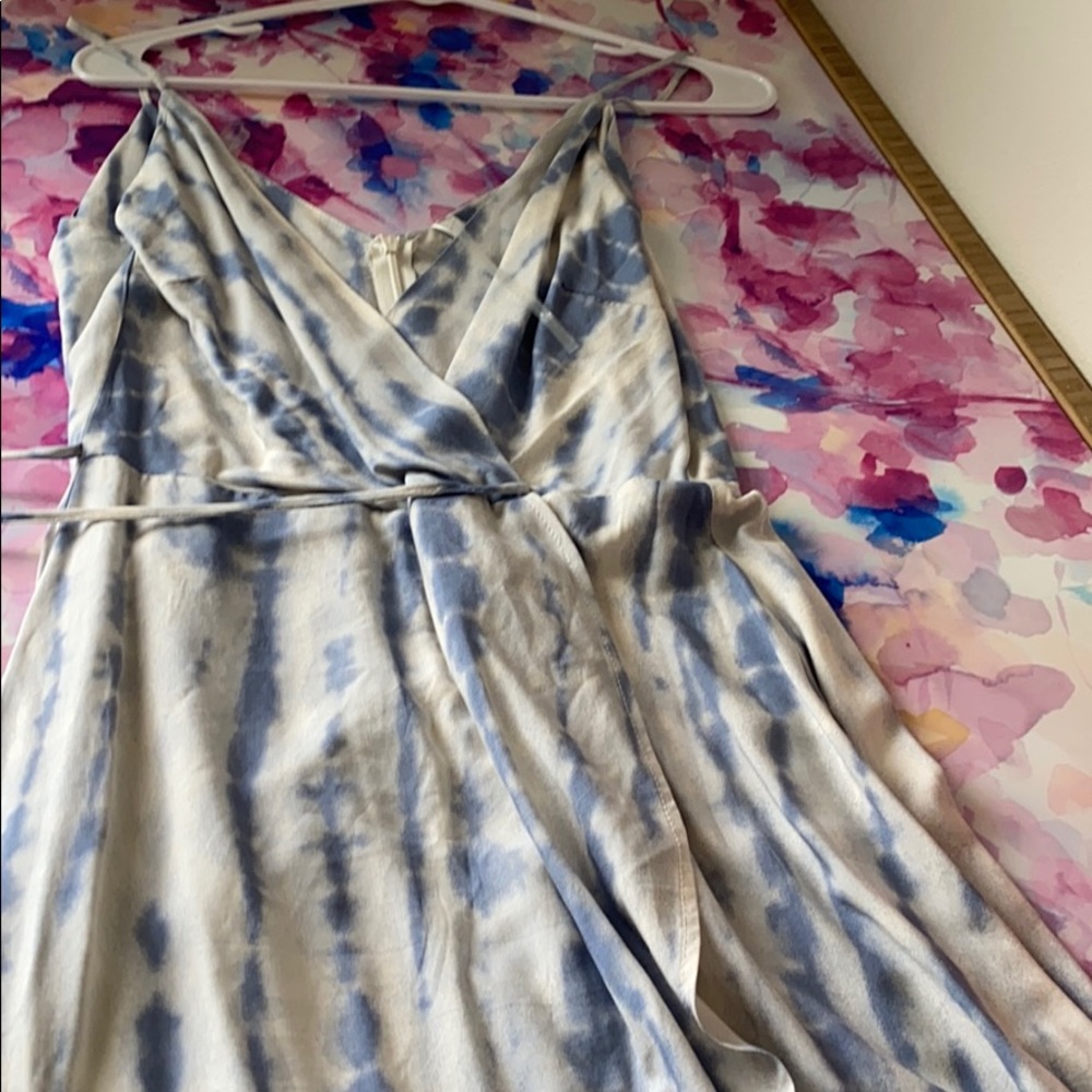 Tie Dye High-Low Faux Wrap Dress